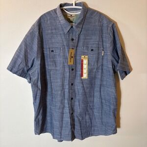 Woolrich Blue Short Sleeve Button Down Shirt Size XL Cotton NWT